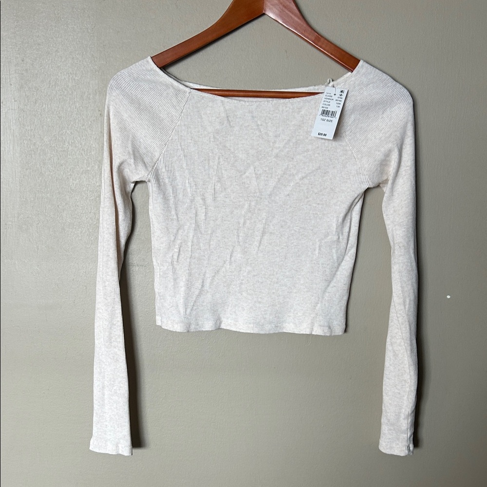 Brandy Melville, Jon Galt Women’s Long Sleeve Boatneck Top in Light Beige